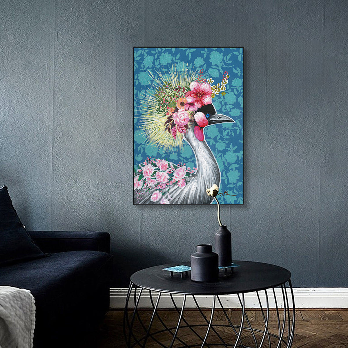 Blossom Crown Crane Painting #J0228