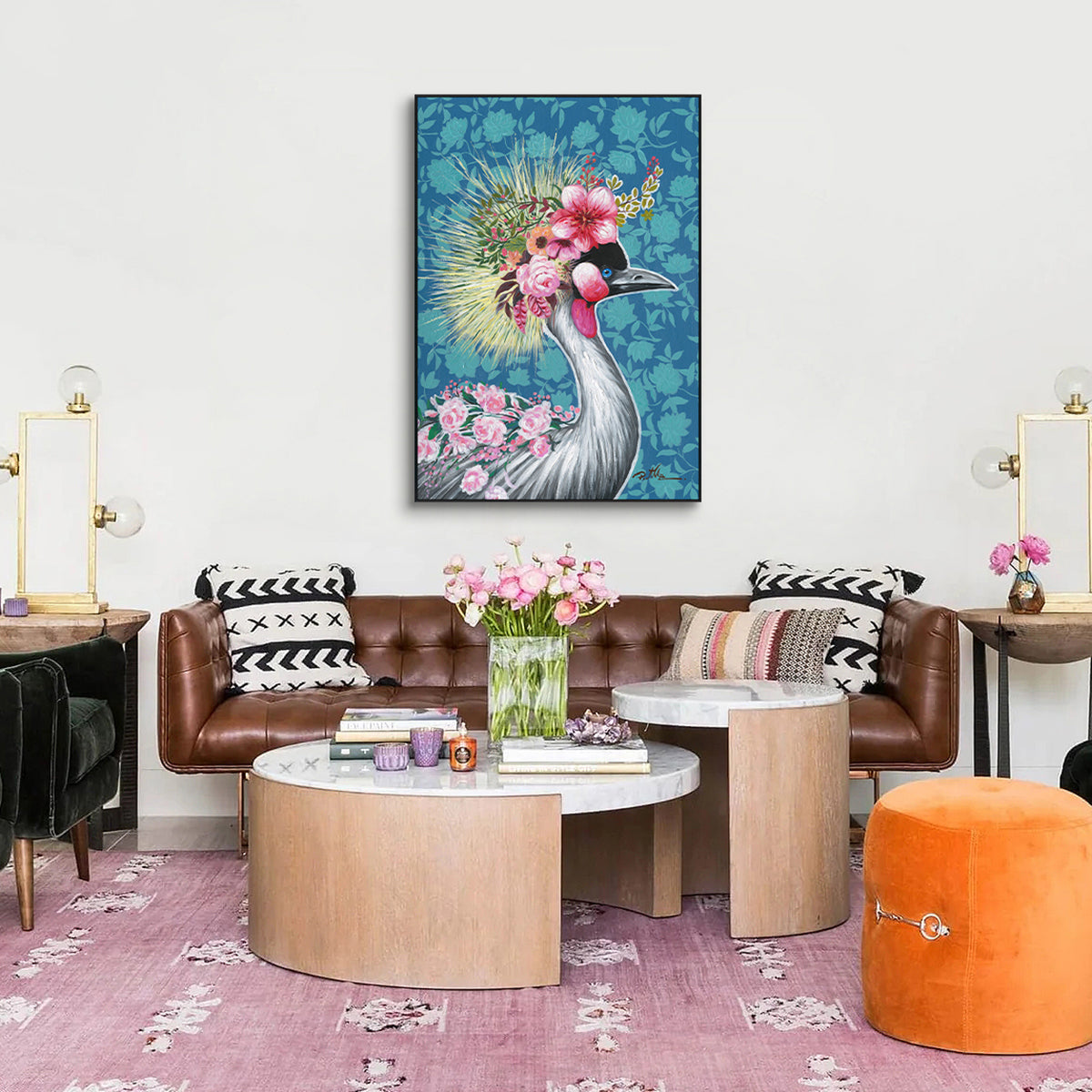 Blossom Crown Crane Painting #J0228