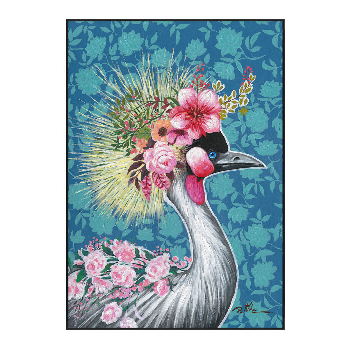 Blossom Crown Crane Painting #J0228