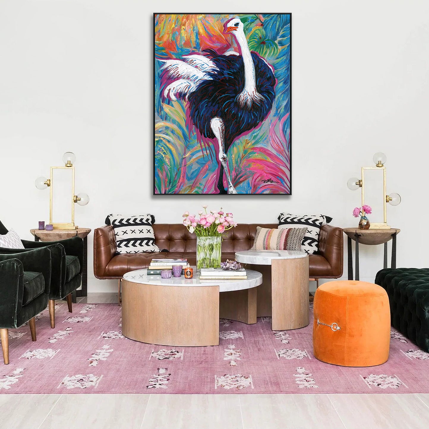 Vibrant Ostrich Abstract Painting #J0239