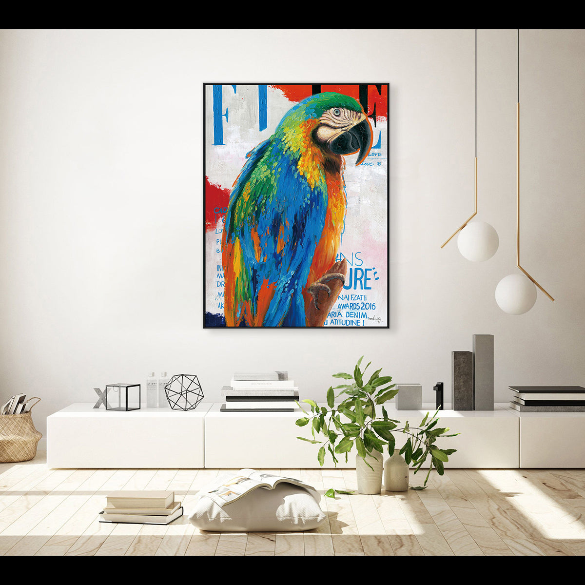 Tropical Majesty Colorful Parrot Painting #J1716