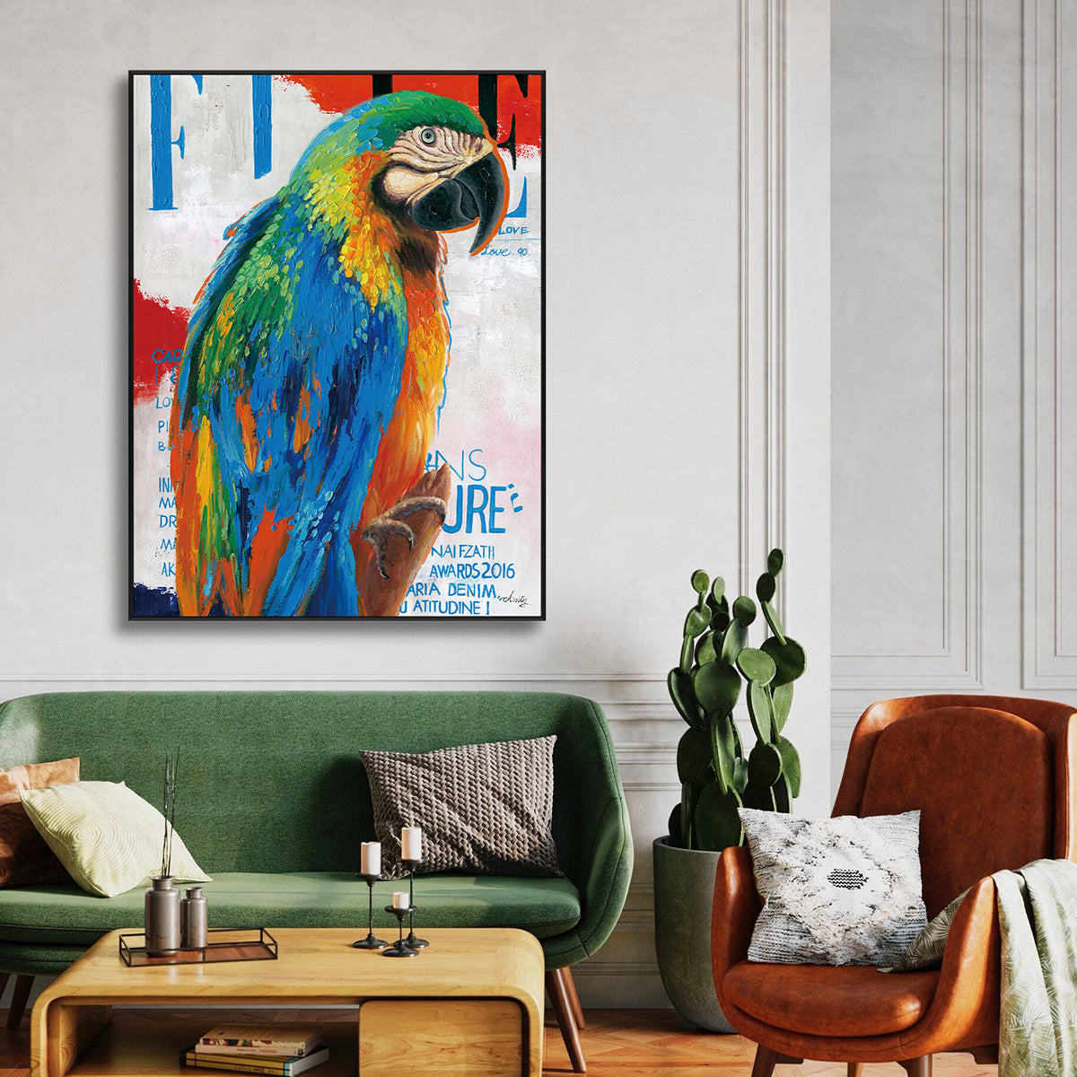 Tropical Majesty Colorful Parrot Painting #J1716