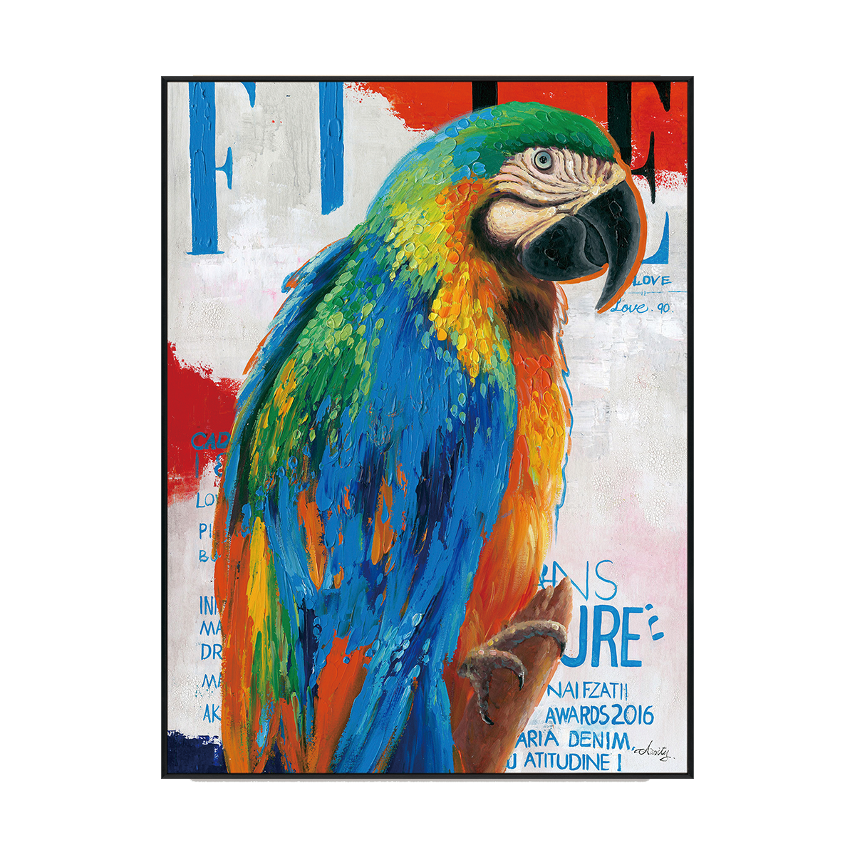 Tropical Majesty Colorful Parrot Painting #J1716