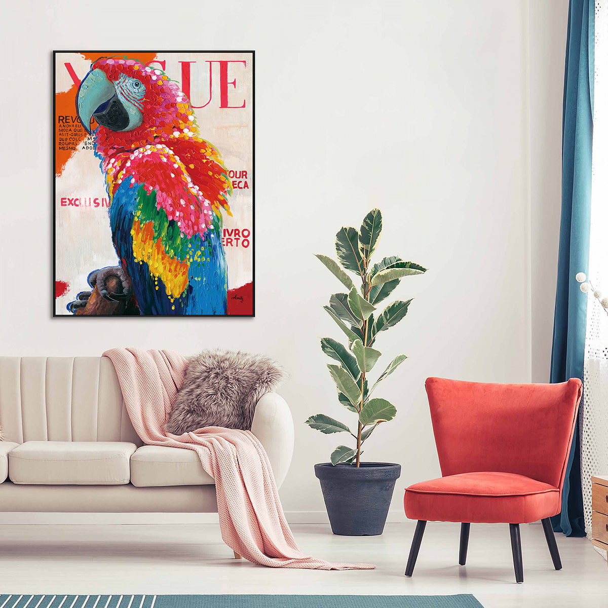 Crimson Pride Vibrant Parrot Painting #J1717