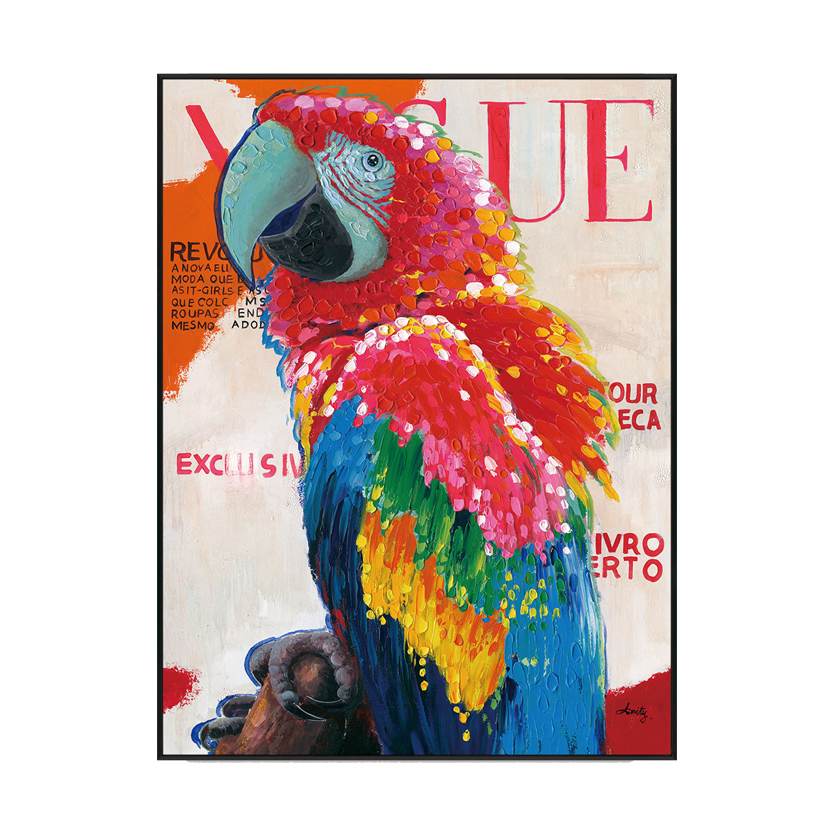 Crimson Pride Vibrant Parrot Painting #J1717
