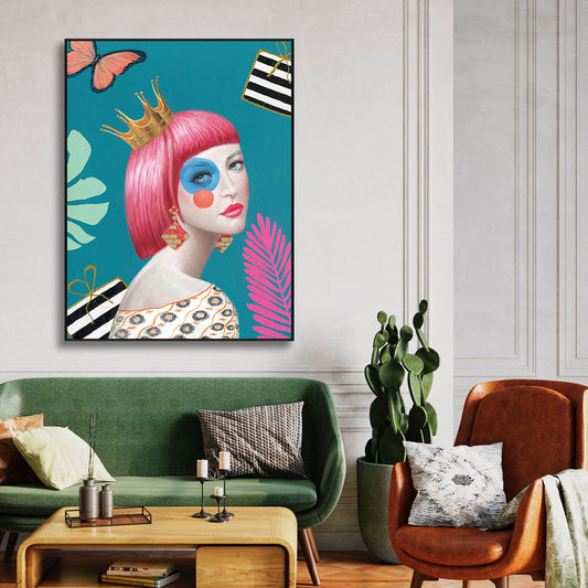 Crowned Muse Modern Pop Portrait Painting #J2021