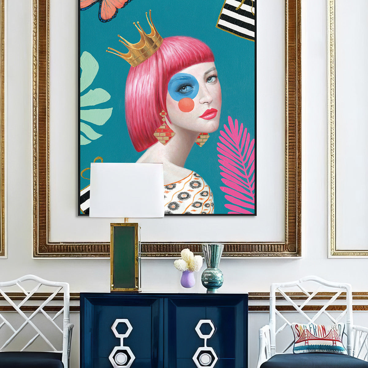 Crowned Muse Modern Pop Portrait Painting #J2021