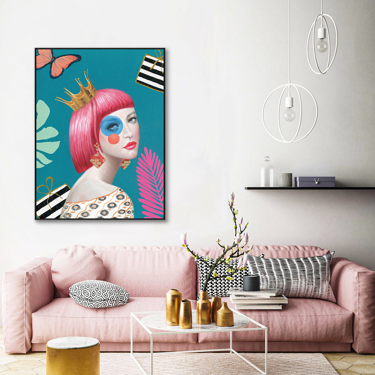 Crowned Muse Modern Pop Portrait Painting #J2021