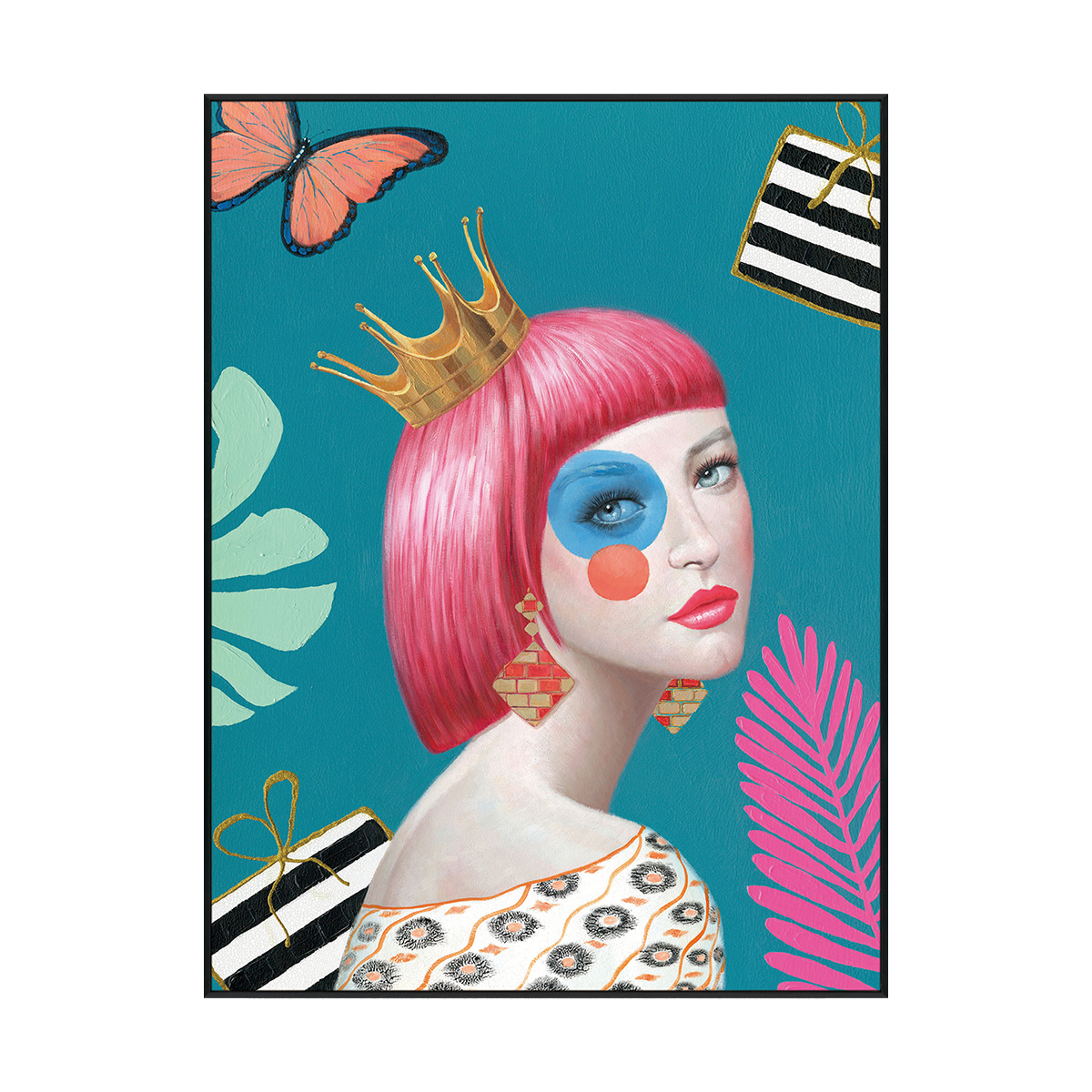 Crowned Muse Modern Pop Portrait Painting #J2021