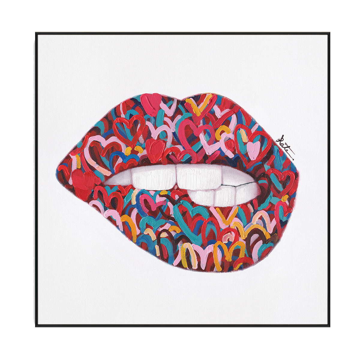 Colorful Heart Lips Painting #J2043