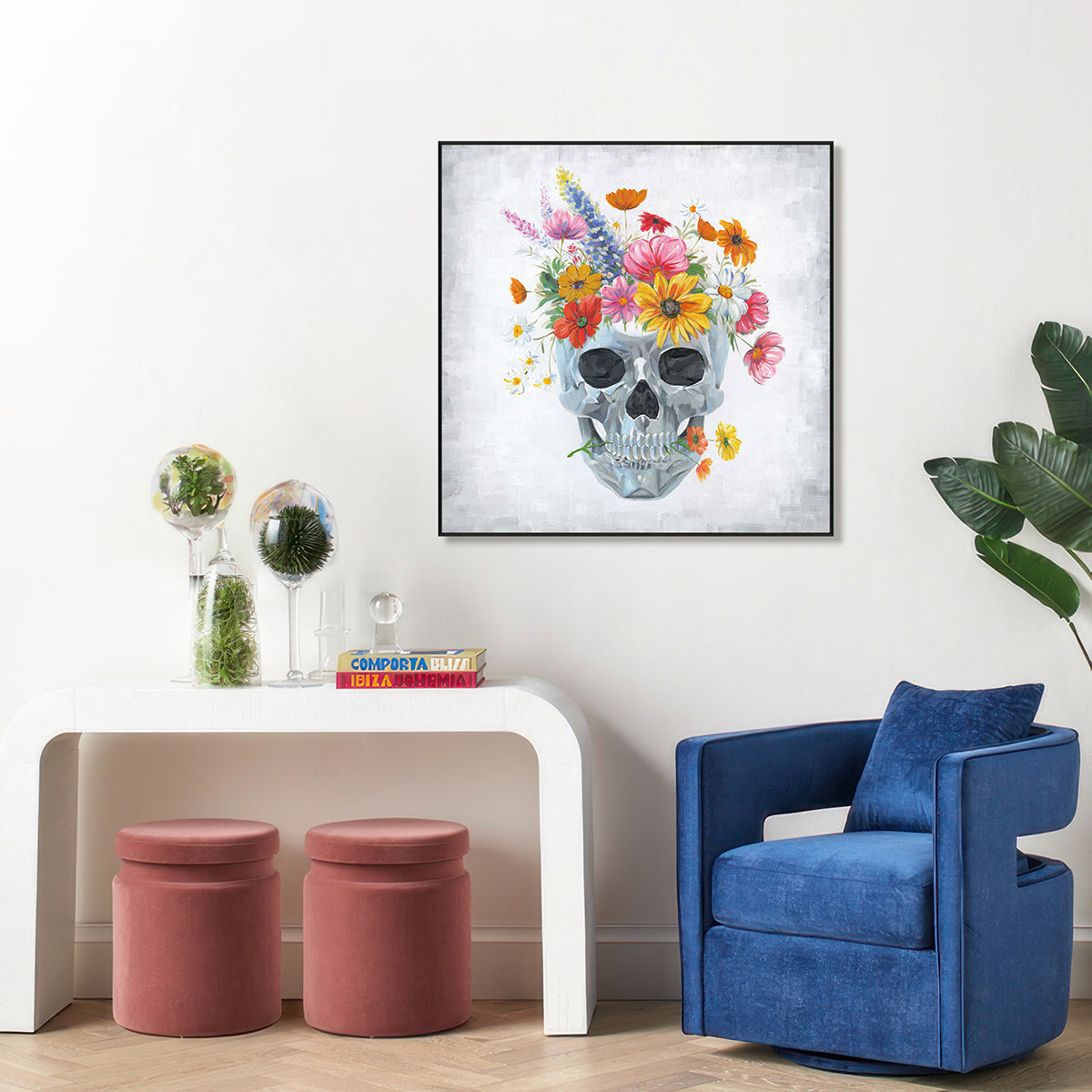 Blooming Skull Flower Painting #J2170