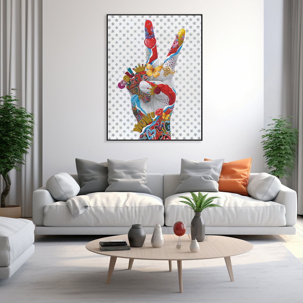 Victory Pop Hand Colorful Abstract Painting #J2575