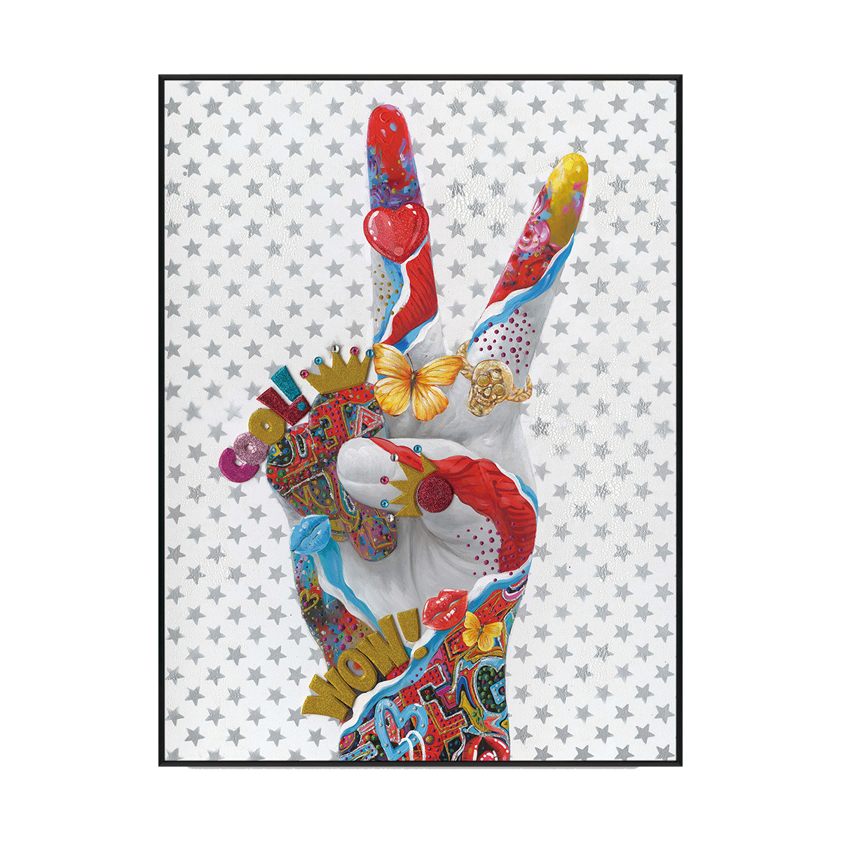 Victory Pop Hand Colorful Abstract Painting #J2575