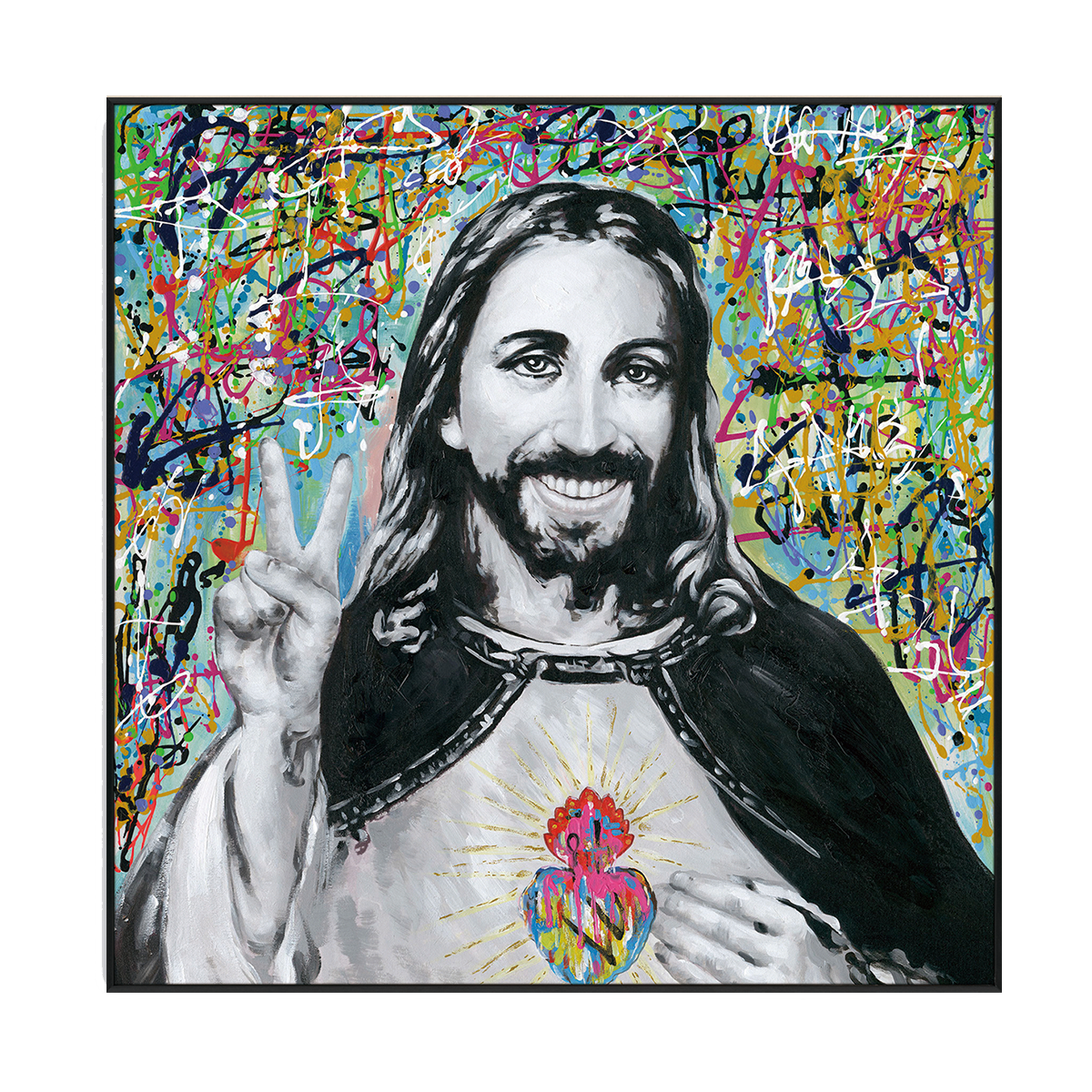 Sacred Heart Graffiti Jesus Painting #J2578