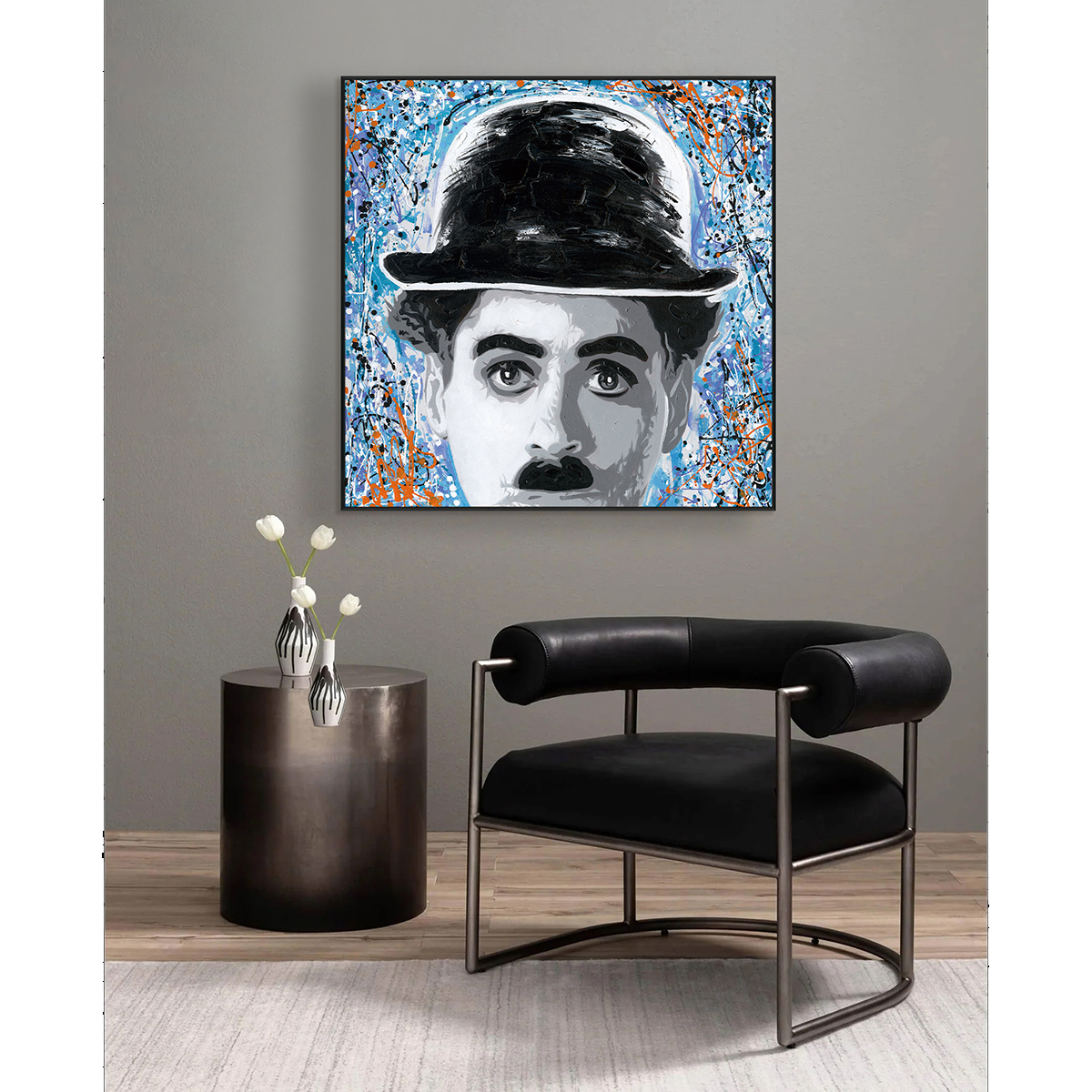 Chaplin Graffiti Pop Art Painting #J2579