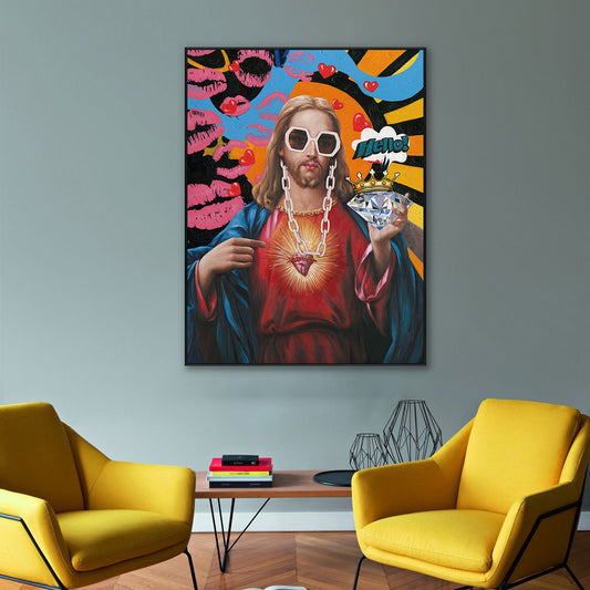 Hip Hop Sacred Heart Pop Abstract Painting #J2598
