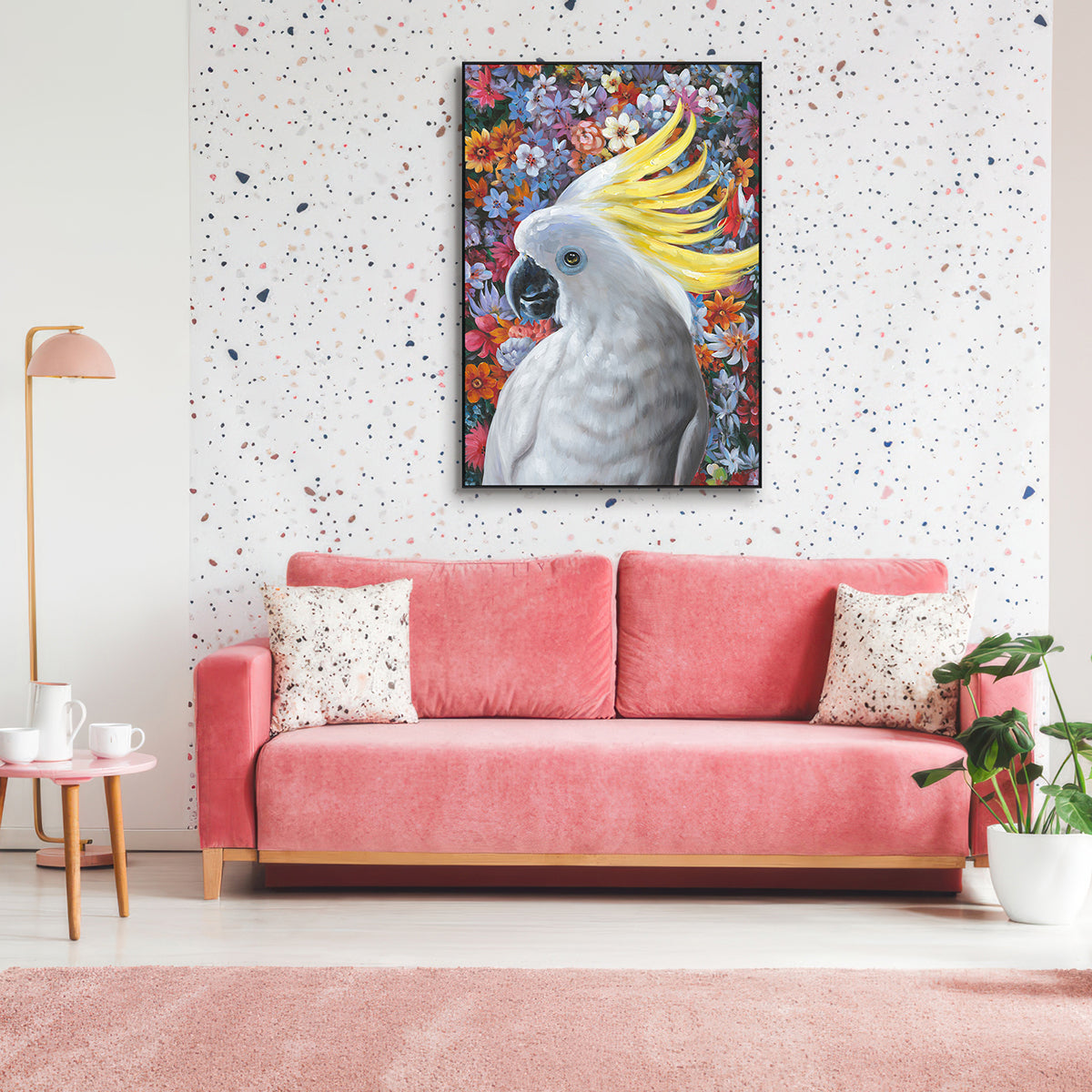 Radiant Cockatoo Floral Expression Painting #J2610