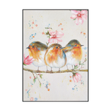 Spring Companions Three Birds Floral Painting #J2626