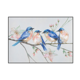 Blossom Quartet Bluebirds on Spring Branch Painting #J2627