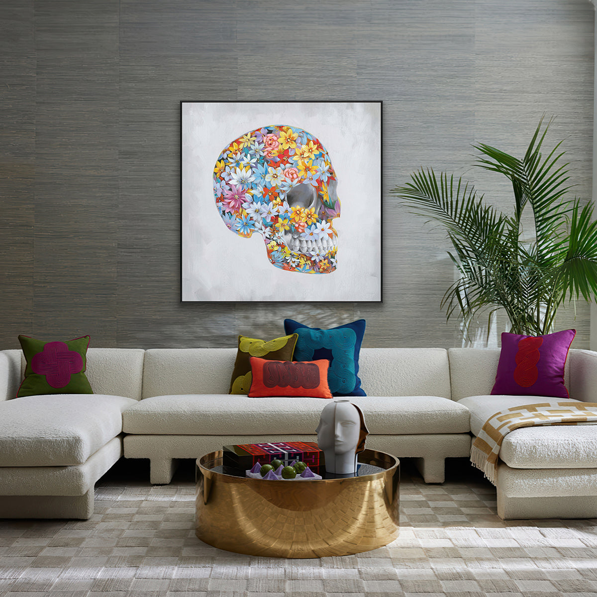Colorful Floral Skull Painting #J2636
