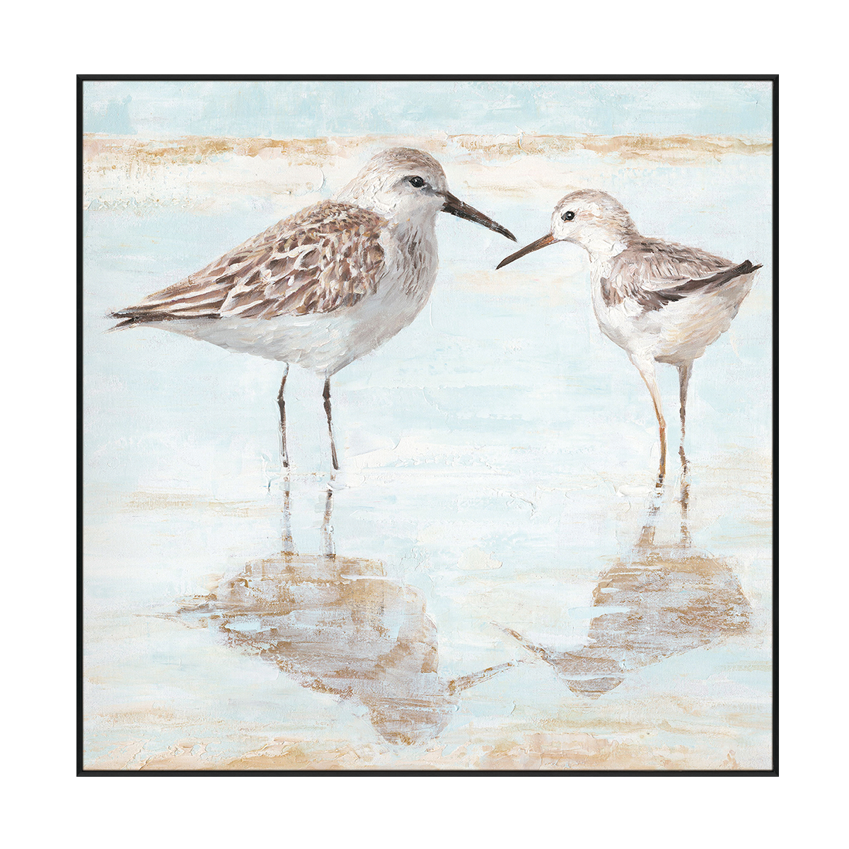 Gentle Shorebird Reflection Painting #J3534