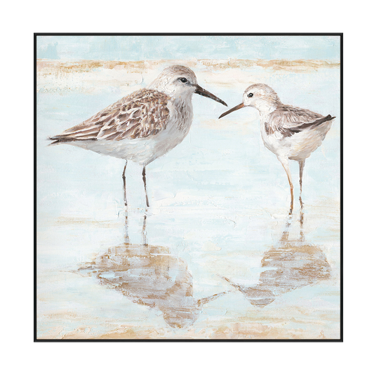 Gentle Shorebird Reflection Painting #J3534