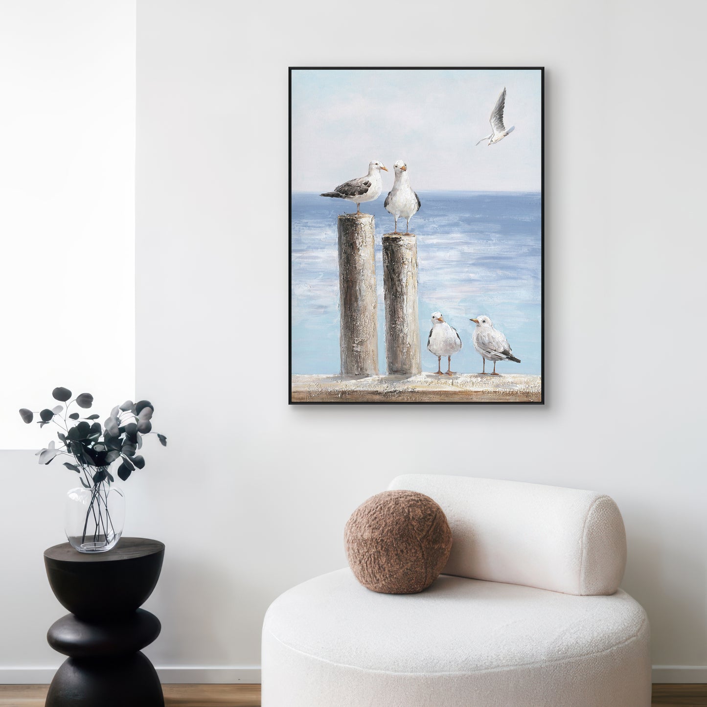 Seaside Gulls Coastal Painting #J3536