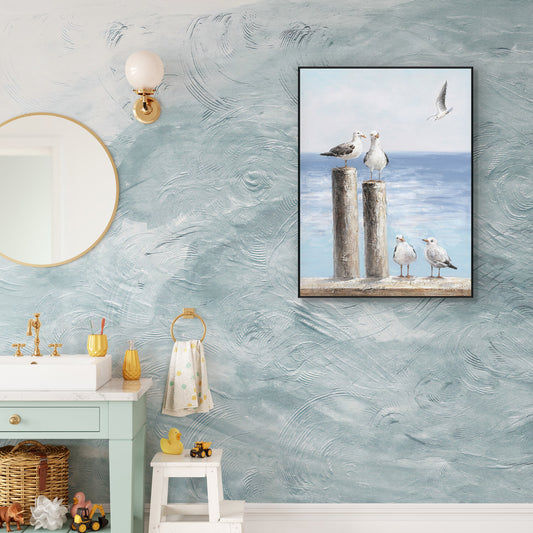 Seaside Gulls Coastal Painting #J3536