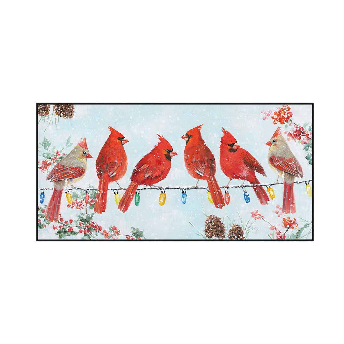 Winter Cardinals Bird Painting #J3554