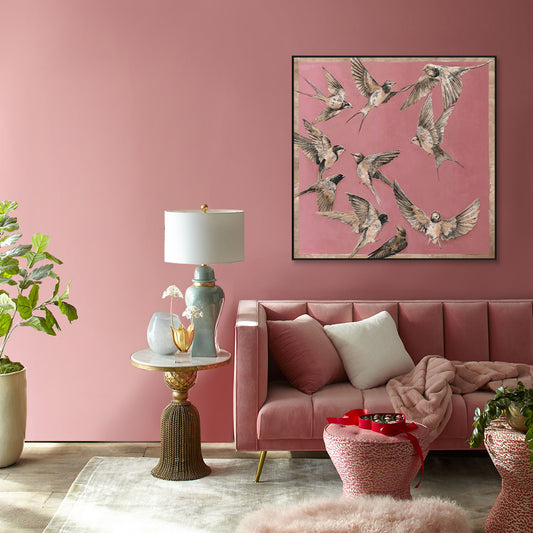 Swallows in Flight Pink Painting #J3555