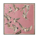 Swallows in Flight Pink Painting #J3555