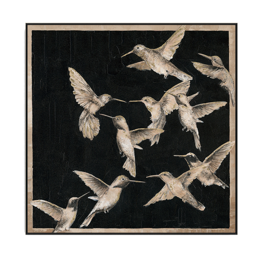 Hummingbirds in Midnight Flight Painting #J3556