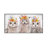 Floral Crown Owls Painting #J3583