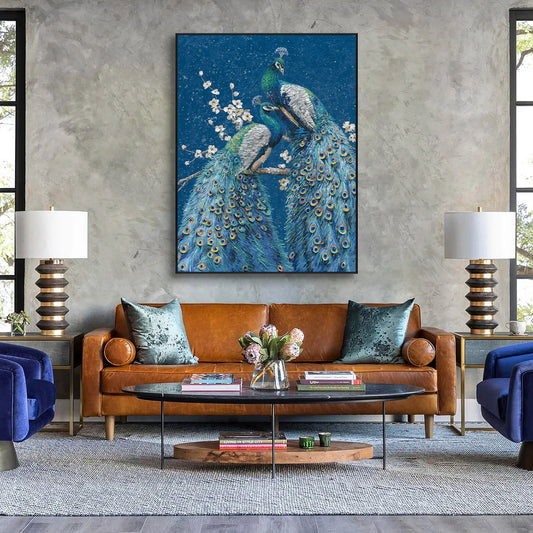 Moonlit Blue Peacocks Painting #J3612