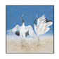 Dancing Cranes Blue Abstract Painting #J3616