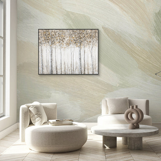 Golden Birch Forest Painting #J3714