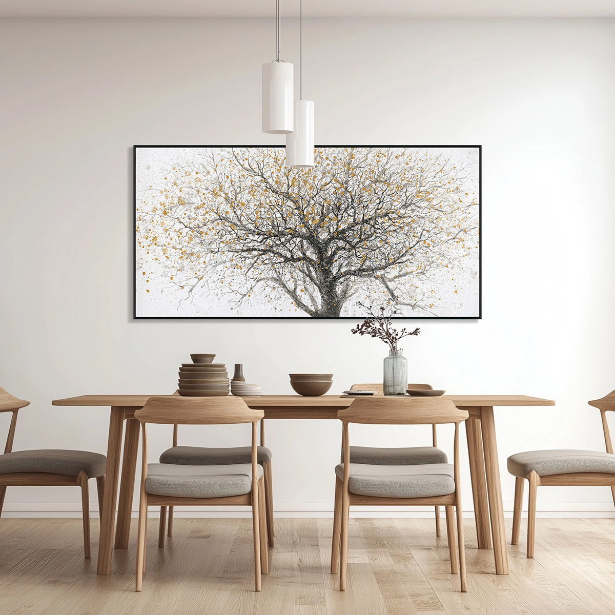 Golden Branch Abstract Tree Painting #J3717