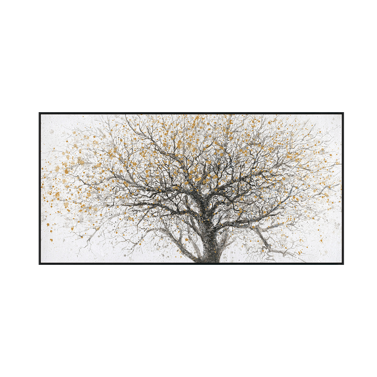 Golden Branch Abstract Tree Painting #J3717