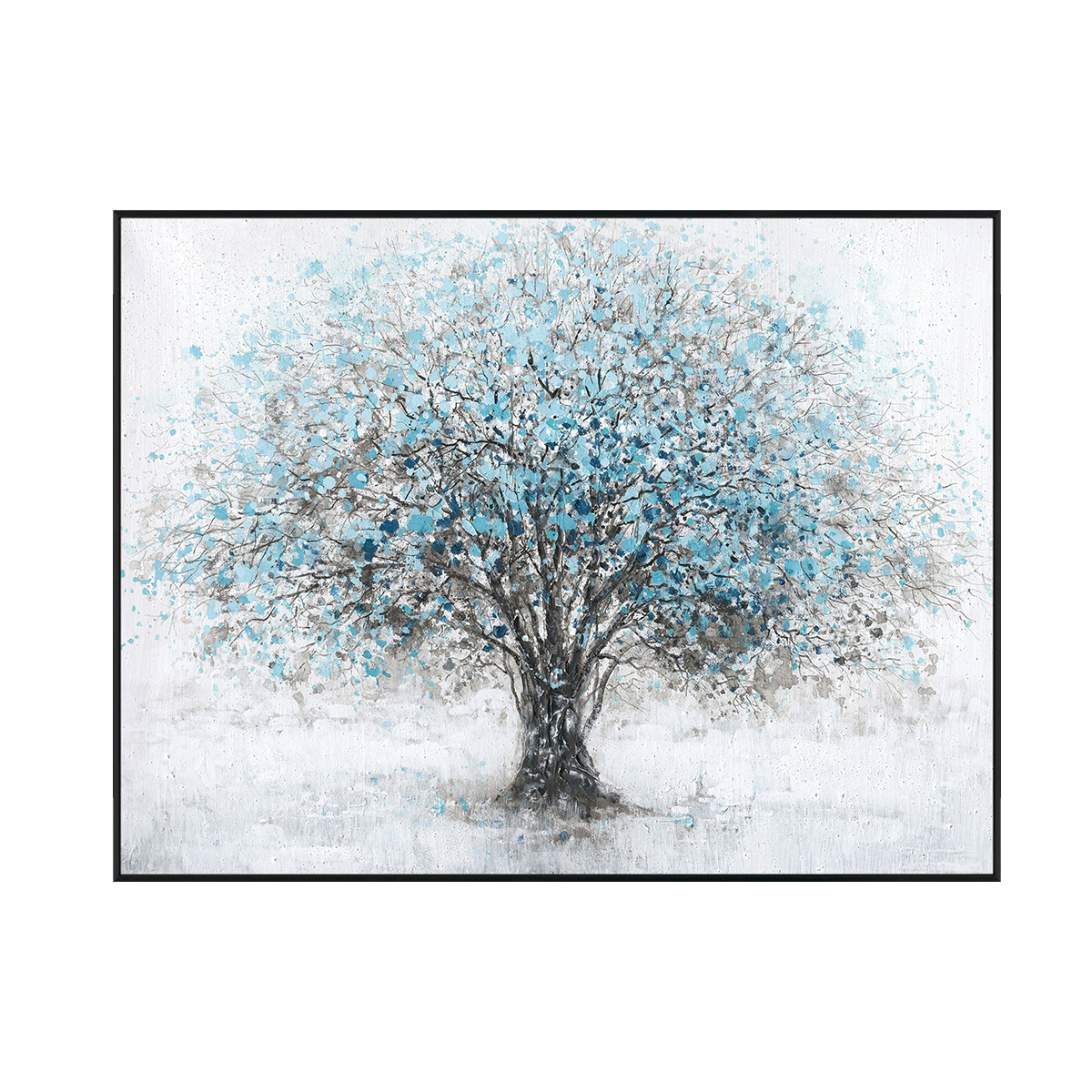 Frost Whisper Blue Tree Abstract Painting #J3730