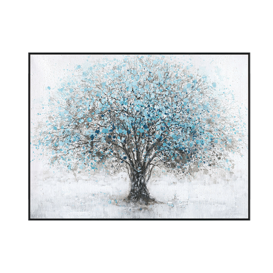 Frost Whisper Blue Tree Abstract Painting #J3730