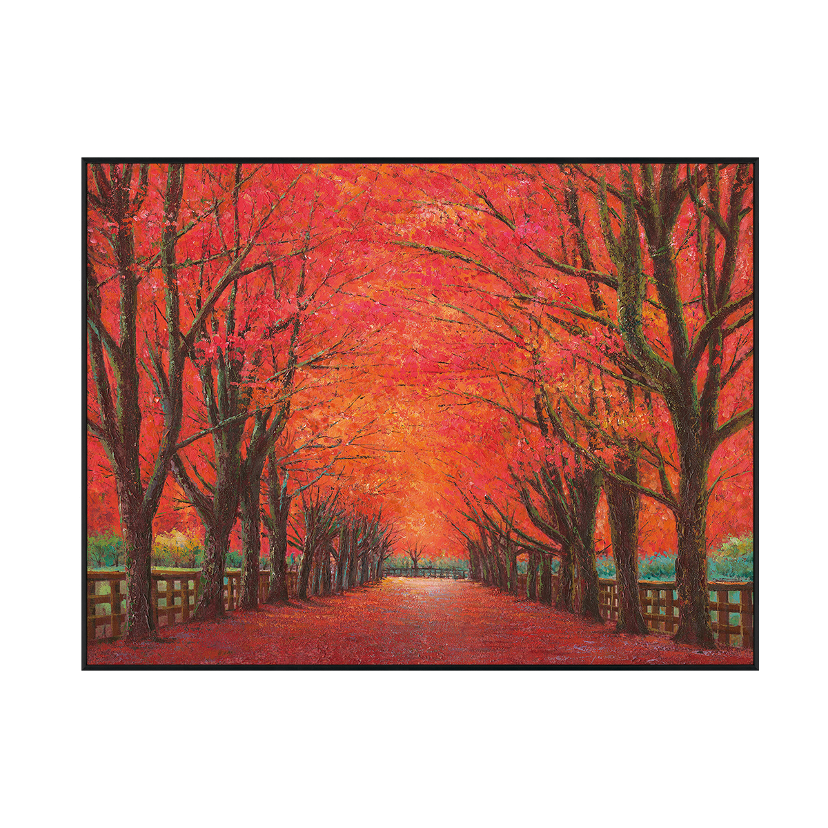 Crimson Path Autumn Forest Painting #J4017