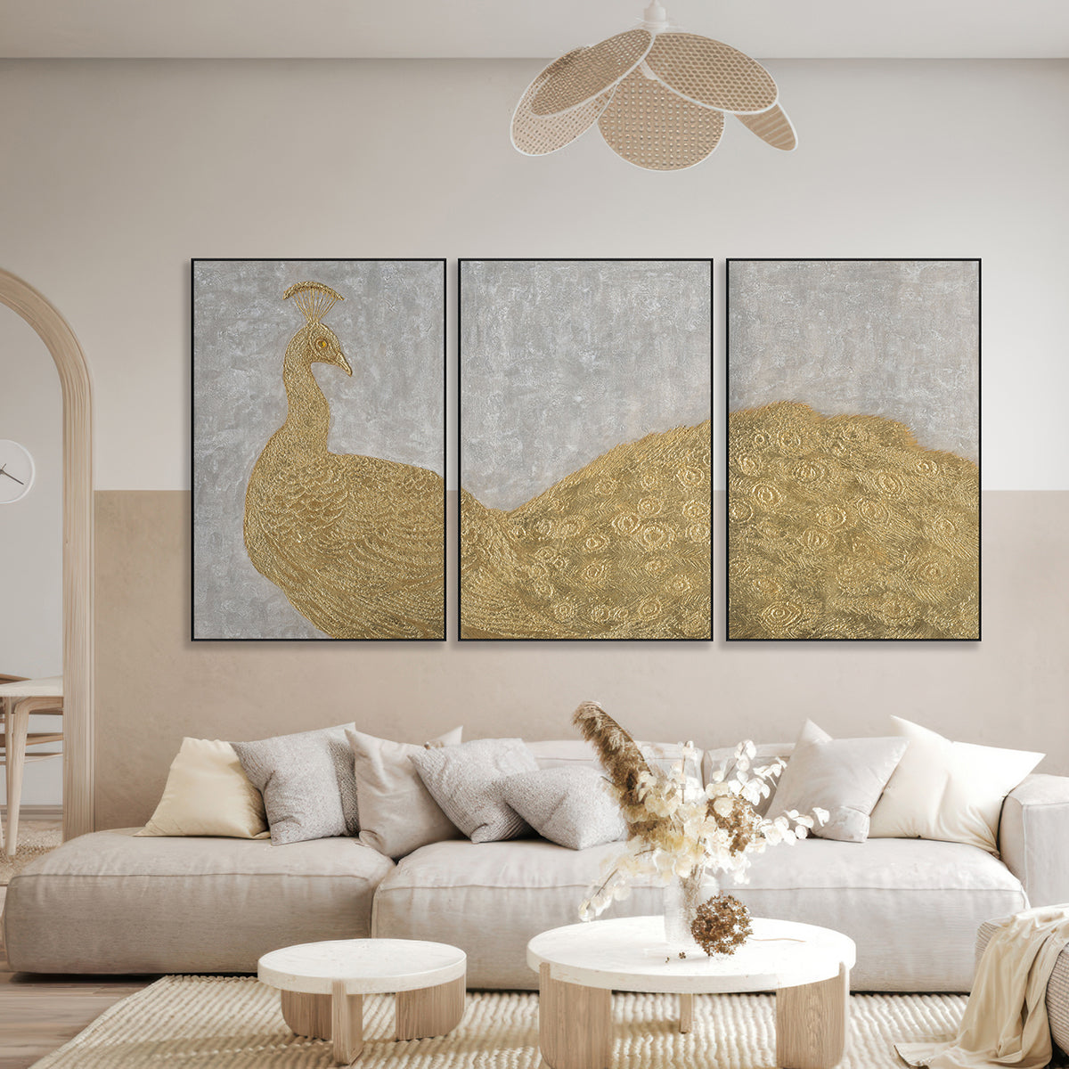 Golden Majesty Peacock Painting #J4022