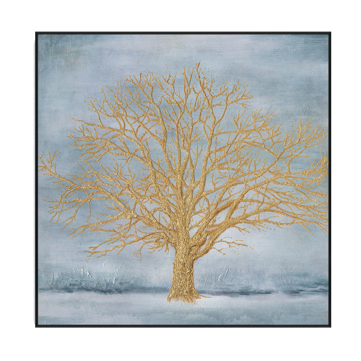 Golden Tree Blue Abstract Painting J4030