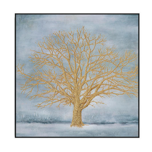 Golden Tree Blue Abstract Painting J4030