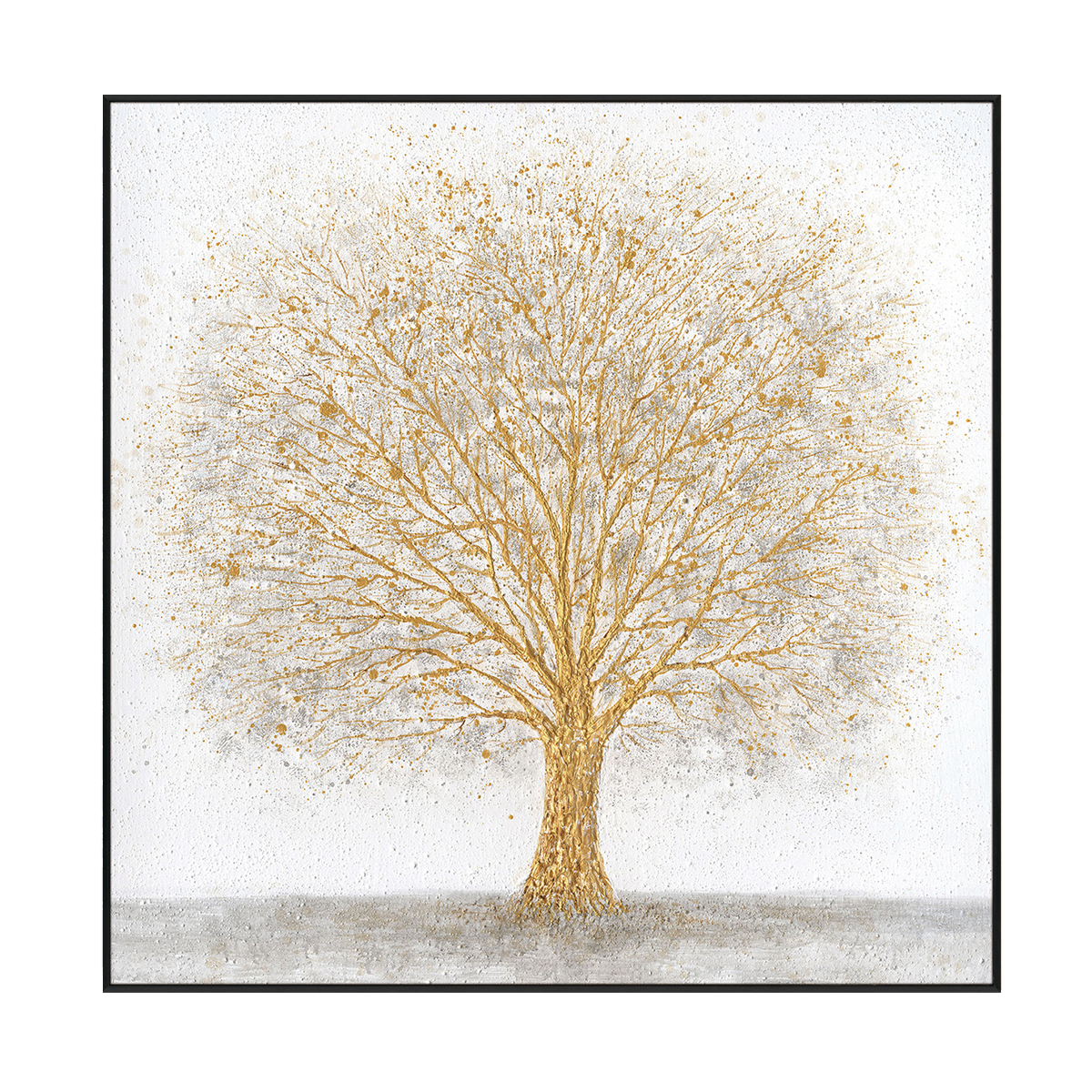 Golden Tree White Abstract Painting #J4172
