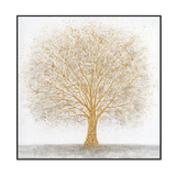 Golden Tree White Abstract Painting #J4172
