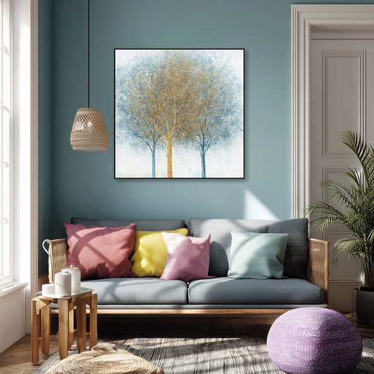Golden Grove Teal Abstract Painting #J4190