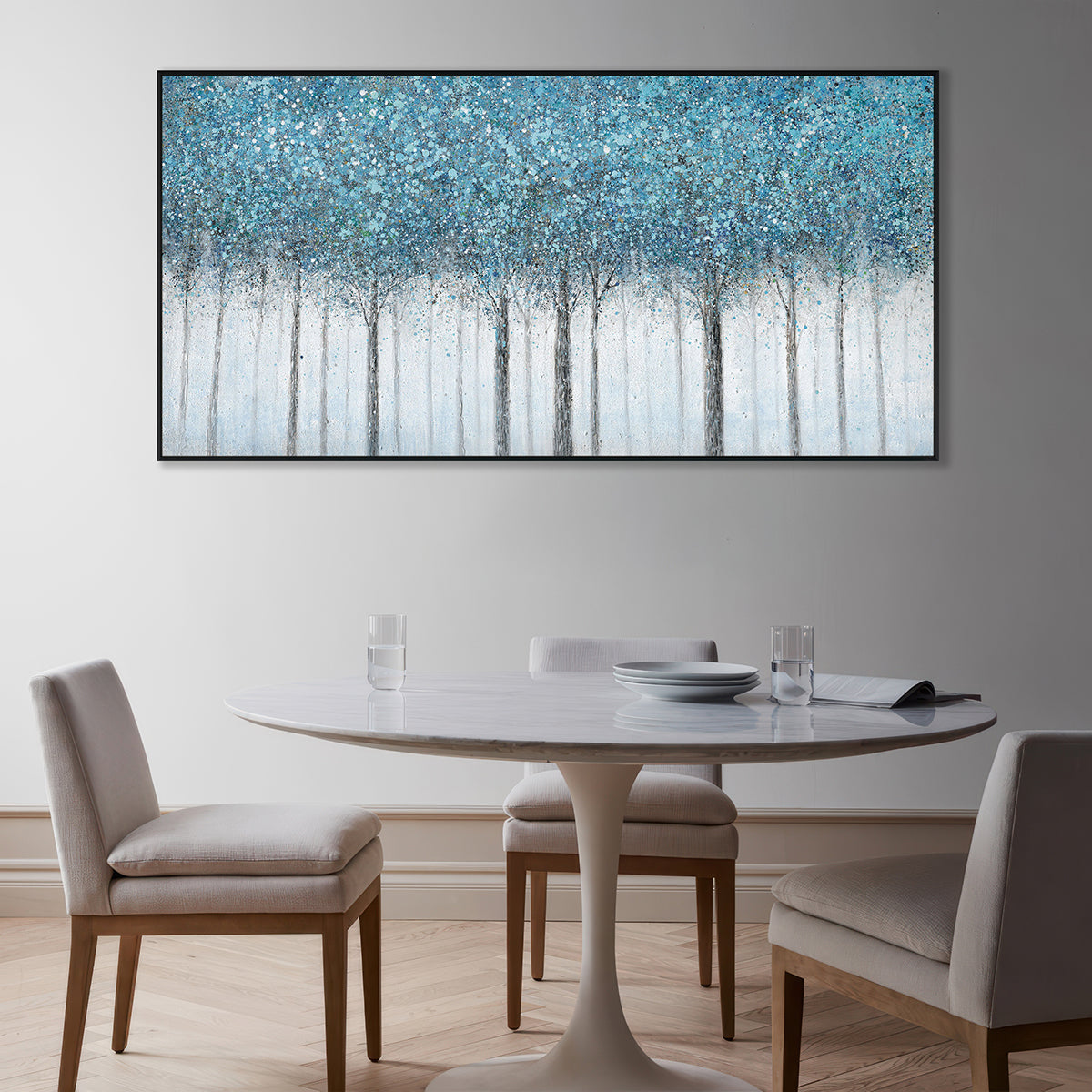 Blue Mist Forest Abstract Painting #J4193