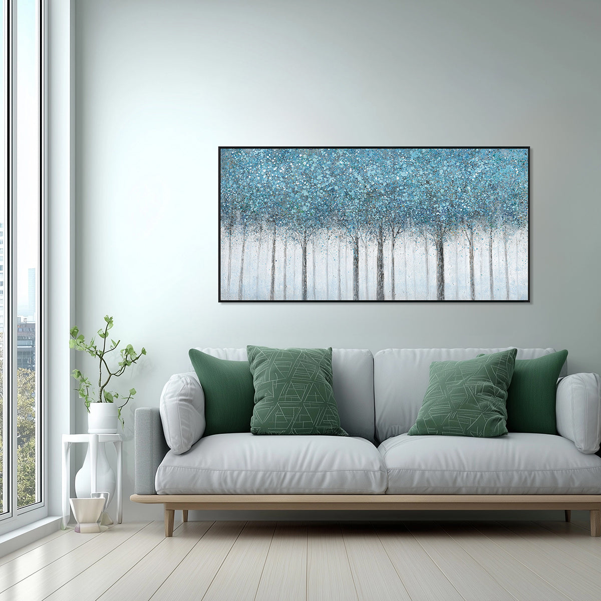 Blue Mist Forest Abstract Painting #J4193