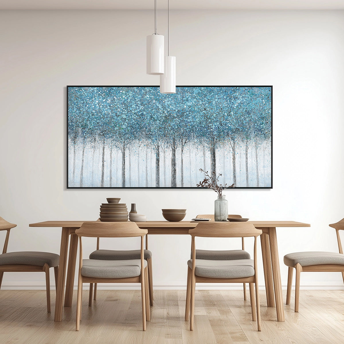Blue Mist Forest Abstract Painting #J4193